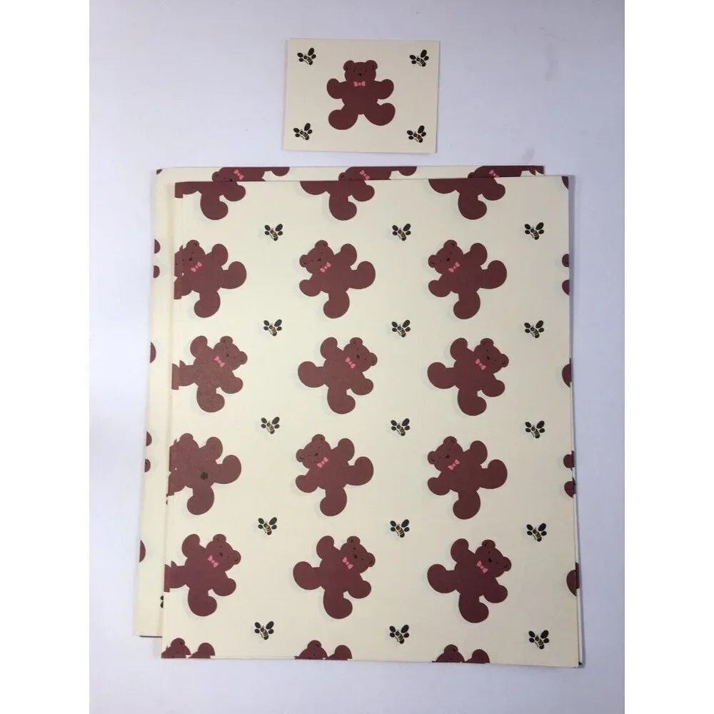 Small Lot of Vintage Teddy Bear Gift Wrap Sheets Bags Scrapbooking Junk Craft